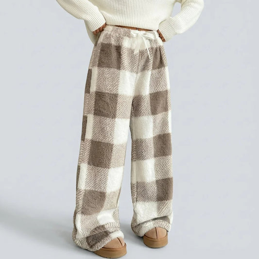 ❄️Winter Hot Sale 50% OFF🔥Winter Vintage Plaid Elastic Straight Loose Thick Warm Casual Pants