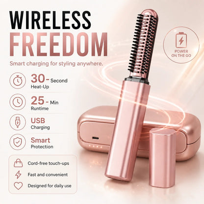 🏆 Last Day Special Price 70% OFF !💁Portable Cordless Hair Straightening Comb👩Shape hair in 3 seconds!Portable Cordless Mini Hair Straightener Comb