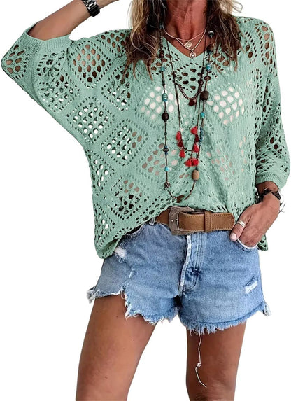 ⏰End-of-Summer Sale 60% OFF🔥Women's Bohemian-Inspired V-Neck Crochet Top