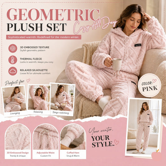 ⏳LAST DAY SALE 60% OFF!!🔥🍂 Embossed Geometric Plush Set – Timeless Comfort & Effortless Style For Every Occasion