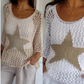 🔥Women's Fashion Round Neck Crochet Knit Fishnet Top