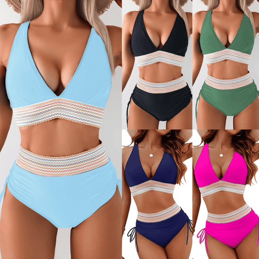 ⏰Last Day Promotion - 2025 High Waisted Tummy Control Color Block Bikini Sets