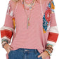 🍂Autumn Sales 49% OFF🔥Women's Batwing 3/4 Sleeve Stripe Patchwork Blouse