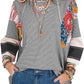 🍂Autumn Sales 49% OFF🔥Women's Batwing 3/4 Sleeve Stripe Patchwork Blouse