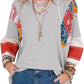 🍂Autumn Sales 49% OFF🔥Women's Batwing 3/4 Sleeve Stripe Patchwork Blouse