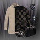 ⛄Winter Clearance⛄Men‘s Checkered Printed Mock Neck Thickened Pullover Sweater