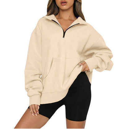 🎉2026 Hot Sale 60% OFF💞🔥Women's Half Zip Sweatshirt Hoodless Hoodie Stand Collar Top