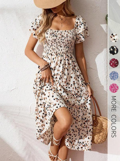 🌈2026 Summer Hot Sale 50% OFF!✨Square Neck Floral Midi Dress🌸