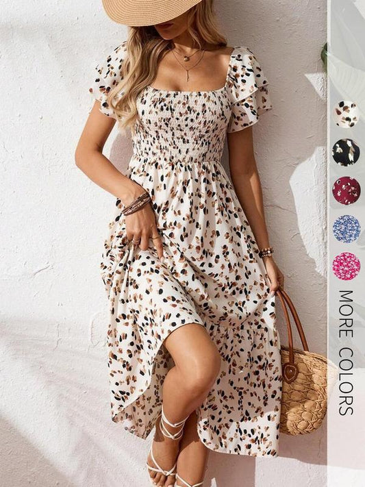 🌈2026 Summer Hot Sale 50% OFF!✨Square Neck Floral Midi Dress🌸