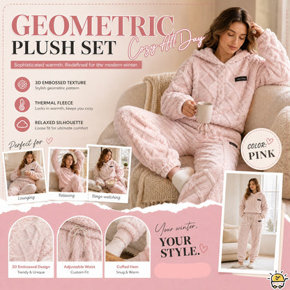 ⏳LAST DAY SALE 50% OFF!🔥🍂 Embossed Geometric Plush Set – Timeless Comfort & Effortless Style For Every Occasion