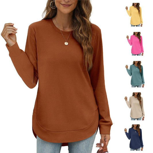 💖2026 Autumn’s Sale 50% OFF✨🍂Women's Sweatshirt Crewneck Long Sleeve Shirts High Low Tops Curved Hem