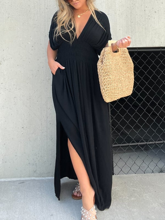 🔥BUY 2 GET 30% OFF💗Slit v-neck effortless maxi long dress
