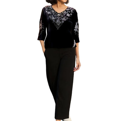 💕Christmas Sale 50% OFF💕Women's Velvet Rhinestone Top & Pants Set