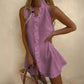Women's Ruffle Trim Button-Front Mini Dress