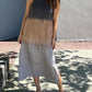 cotton and linen sleeveless slit gradient tie-dye long dress