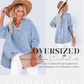 🤩Buy More Save More🤩Women’s Casual Gauze Button Neck Long Sleeve Blouse