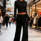 💖LAST DAY SALE 50% OFF💃Women's Sequin Sparkle Wide Leg Pants with Elastic Waistband
