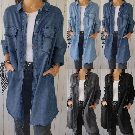 ✨️Women’s Faux Denim Comfortable Lapel Coat Shirt