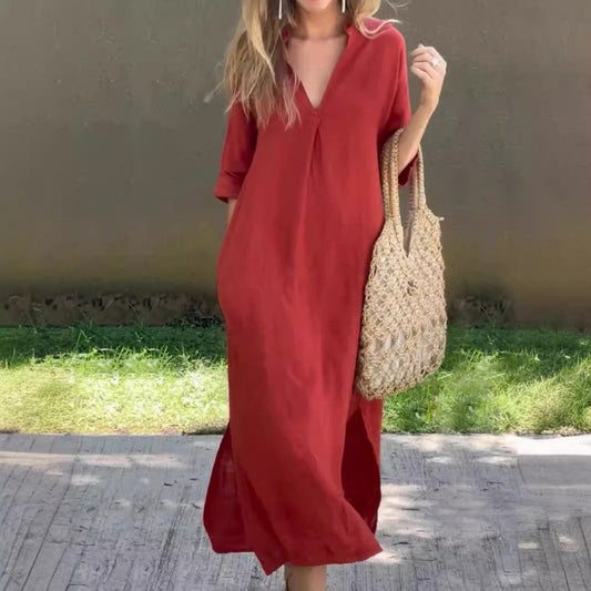 50% OFF🔥Elegant V-Neck Slit Dress