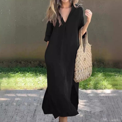 50% OFF🔥Elegant V-Neck Slit Dress