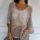 🔥Limited Sale 60% OFF🔥Women's Fashion Round Neck Crochet Knit Fishnet Top
