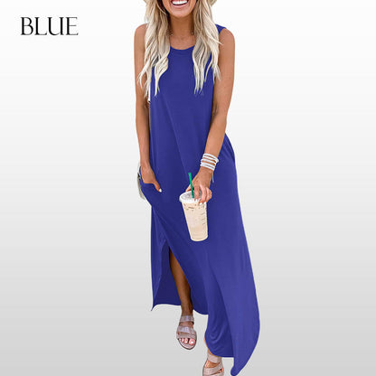 Women’s Trendy Solid Color Sleeveless Long Dress