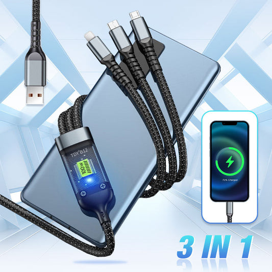 🔥Buy 3 GET BIG DISCOUNT🔥Transparent Luminous 3-in-1 Super Fast Charging Cable