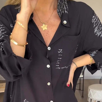 Women's Long Sleeve Print Fashion Lapel Shirt