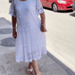 Solid Color Short Sleeve Lace Dress