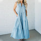 Women's V-neck Sleeveless Striped Dresses