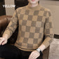 ⛄Winter Clearance⛄Men‘s Checkered Printed Mock Neck Thickened Pullover Sweater