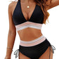 💥Last Day Special Price £11.99!!💥-👙High Waisted Tummy Control Color Block Bikini Sets