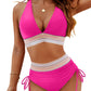 💥Last Day Special Price £11.99!!💥-👙High Waisted Tummy Control Color Block Bikini Sets