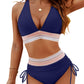 💥Last Day Special Price £11.99!!💥-👙High Waisted Tummy Control Color Block Bikini Sets