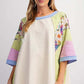 🍂Autumn Sales 49% OFF🔥Women's Batwing 3/4 Sleeve Stripe Patchwork Blouse