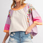 🍂Autumn Sales 49% OFF🔥Women's Batwing 3/4 Sleeve Stripe Patchwork Blouse