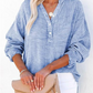 🤩Buy More Save More🤩Women’s Casual Gauze Button Neck Long Sleeve Blouse