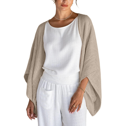 💖 Special Price £13.99🔥Last 3 Hours!!💝Women's Linen Cardigan 3/4 Sleeve Open Front Loose Cover Ups Lightweight Shrug