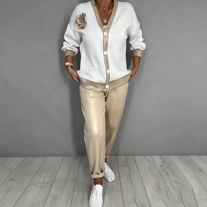 ⏳Time-Limited Special⏰Women’s Casual V-Neck Top & High Waist Pants 2-Piece Set