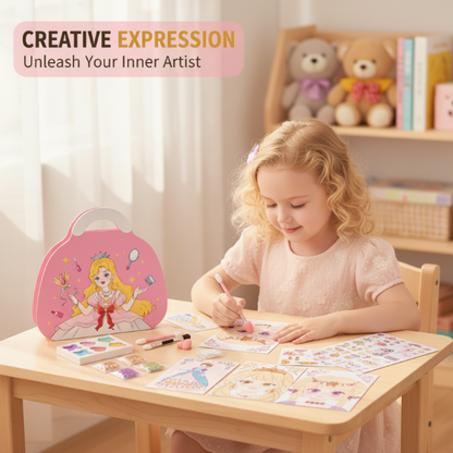 👑LAST DAY SALE ONLY ￡10.99!! 🎨 Princess Makeup & Diamond Painting Craft Kit – Mess-Free Paper Play, Realistic Fun for Girls ✨