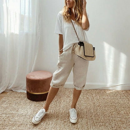 ⏳Time-Limited Sale⏰Women's Casual Cotton Linen Capris