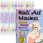 🎨Last Day Special Price:£ 9.99💞50K+ SOLD!✨Dual-Tip Nail Art Marker Pen Set Quick‑dry, no UV lamp. Fine & brush tips. 12/24 vibrant colors. Easy DIY at home. No smudges, just art! 💅🖌️