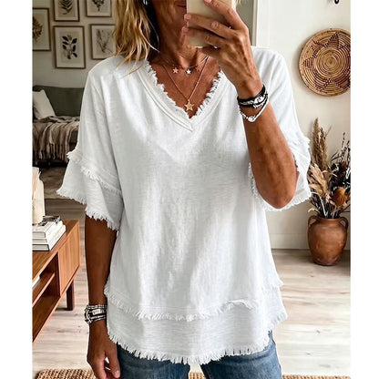 👚Women's V-Neck Casual Short Sleeve Top