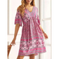 🌿☀️ LIMITED TIME 50% OFF! 🌸Women's Floral V-Neck Dress – Vibrant blooms & breezy sleeves