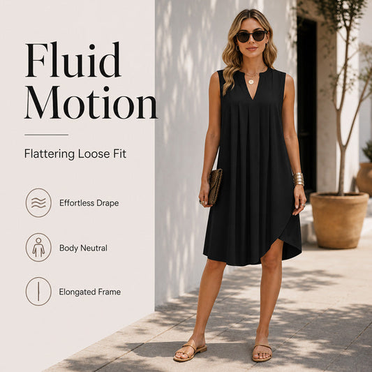 🍃✨ LIMITED TIME 50% OFF! 🌿Pleated V-Neck Dress – Lightweight fabric & effortless elegance – Elevate your everyday look.