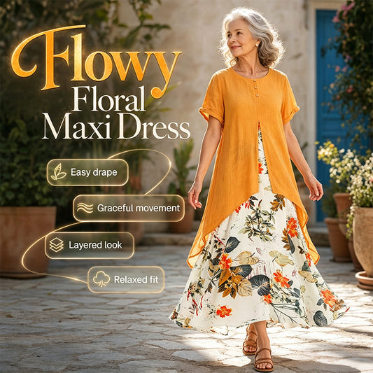 ⏳Summer Hot Sale!!⏰Women's Layered Look Floral Print Casual Dress💐