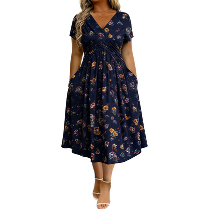 😍2026 NEW SALE-49% OFF😍Women's V-Neck Floral Print Dress with Twist Waist