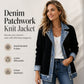 🌸LAST DAY 50% OFF🌸Women’s Elegant Denim Spliced Ribbed Knit Coat