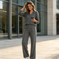 🍂Autumn Hot Sale 60% OFF 👗✨Women's Casual V-Neck Top & Wide-Leg Pants
