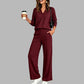 🍂Autumn Hot Sale 60% OFF 👗✨Women's Casual V-Neck Top & Wide-Leg Pants
